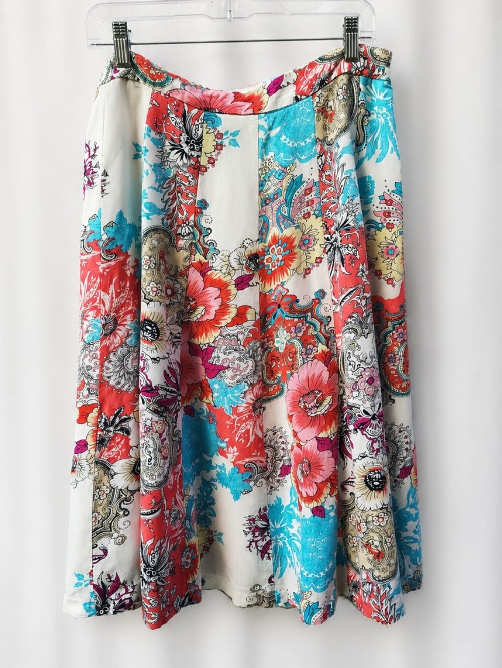 Grace Elements Linen Blend Floral Paisley A-Line Skirt Large Colorful Boho Fairy - Picture 1 of 6